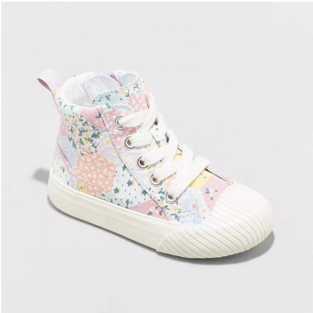 Toddler Girls' Shane Lace-Up Zipper Sneakers Floral - Cat & Jack™
